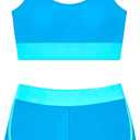 Girls Swimsuit 2 Piece Sporty Adjustable Straps Modest Bikini Bathing Suit with Shorts Color Block Swimwear, Size: 11-12 Years