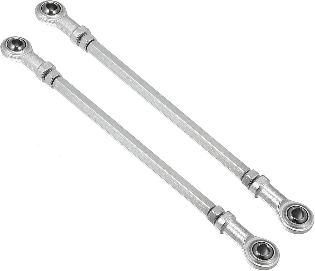 Motoforti 2pcs 210mm Length 8mm Hole Diamete Adjustable Steering Tie Rod Ball Joint for 49cc Electric ATV Go Kart Accessory Steering Column Steering Suspension Silver Tone