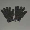 Exfoliating Gloves with Hanging Loop - 1 Pair Bamboo Charcoal Bath/Shower Gloves, Bath Gloves for Shower Exfoliating and Ingrown Hair/Dead Skin Remover - Bamboo Charcoal - Exfoliator Mitt Scrub Gloves