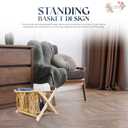 Macrame Magazine Rack - Boho Home Decor Storage Holder - Standing Basket, Standard Large Size, 14.17"×10.2"×10.2 (Latte Tassels)