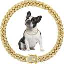 Gold Dog Necklace, Dog Chain Collars, Diamond Metal Bling Choke Cuban Link Dog Collar, 13mm Wide Pet Jewelry for Puppy Small Medium Large Dogs (16inch)