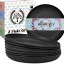 Homienly Wheat Straw Plates Set - 11 inch Reusable Large Dinner Plates Set of 8, Lightweight Unbreakable Salad Plates, Microwave and Dishwasher Safe Plates, Deep Plates for Dinner, Camping - Black