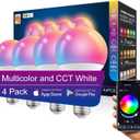 4 Pack Smart Light Bulbs,WiFi & Bluetooth LED Light Bulb That Works with Alexa & Google Home, Color Changing Light Bulb, 10W A19 E26 2.4Ghz WiFi Light Bulbs 60 watt Equivalent, 800lm Dimmable
