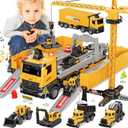 Construction Toys Truck Crane for Kids - Truck Race Track Kids Toy Eject Car Set Excavator Bulldozer Dump Trucks Cement Truck Vehicle Easter Christmas Birthday 2+ 3 4 5 6 7 8 Years Old Boy Girl Gift
