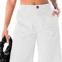 luvamia Bermuda Shorts for Women Knee Length High Waisted Cotton Elastic Waist Summer Dressy Casual Long Chino Shorts (Large, Cream White)