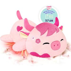 Onsoyours Original Weighted & Heatable Sakura Cow Stuffed Animals, 3.7 lbs Microwavable Plushies for Stress Relief  20 inch Large Comfort Soft Plush Toys for Kids & Adults