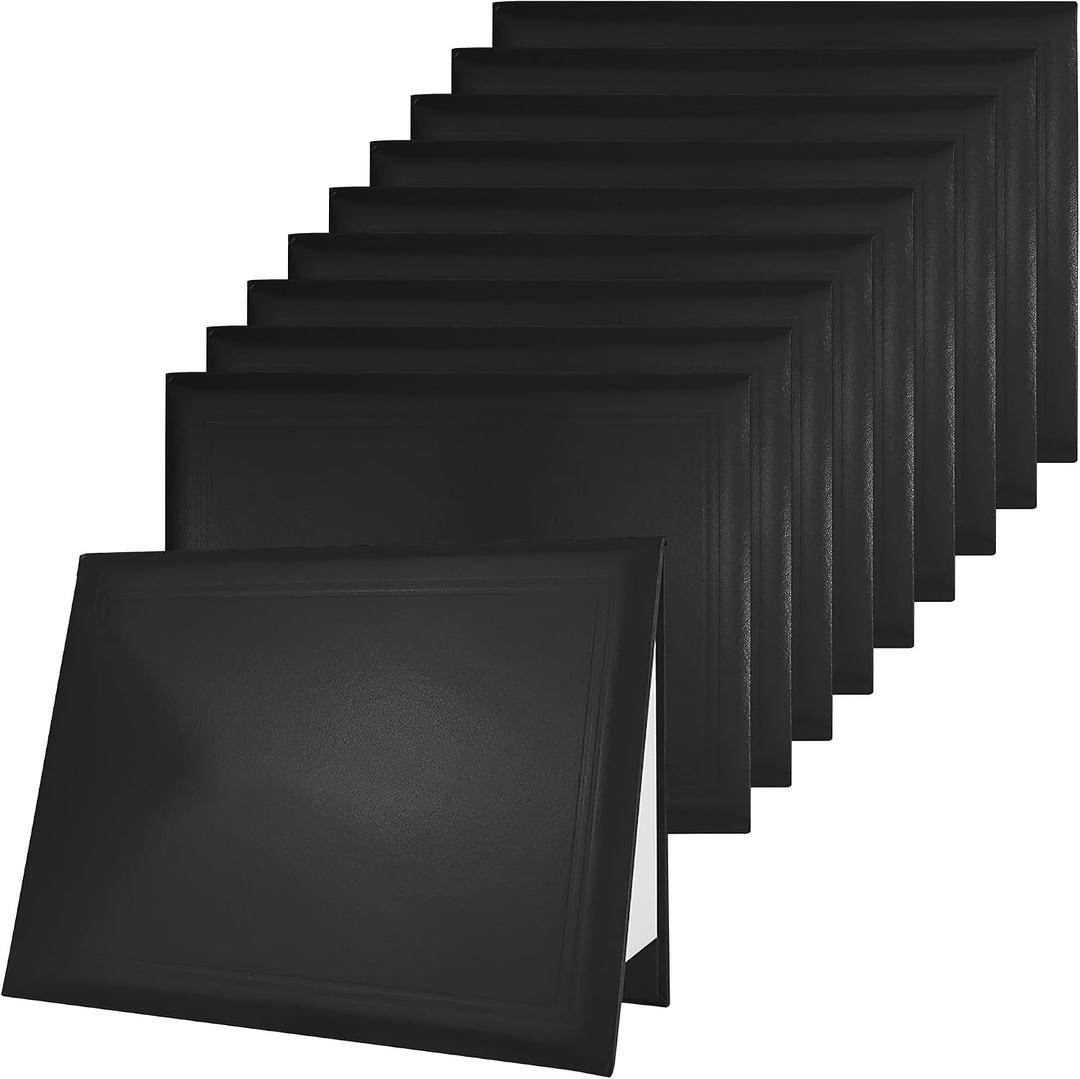 GraduatePro 10 Pack Diploma Cover 8.5x11 Certificate Document Presentation Holder Smooth Leather Letter Size Black