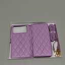 Rssviss Crossbody Case for iPhone 17 Pro Max Case Wallet, RFID Blocking Leather with Card Holder Kickstand, Handbag Zipper Flip Cover with Wrist Strap for iPhone 17 Pro Max Men Women 6.9", Purple