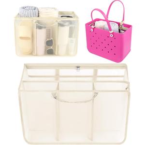 OUTXE Beach Bag Organizer Compatible with X Large Bogg Bag Accessories Inserts, Lightweight Mesh Insert Divider Pouch for Original XL Bogg Bags, Beach Tote Bags Insert for Organizing (#5-Light Yellow)