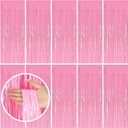 10 Pack Party Backdrop Decorations Pink Tinsel Curtain Party Backdrop Foil Fringe Birthday Decorations Photo Booth Streamer Backdrop Pink Theme Bachelorette Graduation Party Decorations (39.4"W x 78.7"L (Pack of 10))