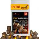 Fire Starter  175 pcs Natural Fire Starters up to 12 Min Burn Time Firestarters for Indoor Fireplace, Campfires & Camping, Wood Stove, Grill