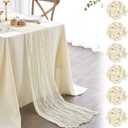 Nialnant 6 Pack Beige Boho Table Runners,10Ft Rustic Cheesecloth Table Runner for Special Banquets Party,Wedding Bridal Shower Birthday Decorations,Indoor & Outdoor