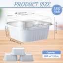Aoriher 150 Pieces 10 oz Mini Cake Pans with Lids Aluminum Foil Baking Cups Square Disposable 4" x 4" Large Cupcake Cups Baking Tins for Kitchen Brownie Pudding Desserts Holders(White), approx. 10 oz