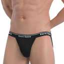 KAREN SPACE Sexy Athletic Supporters Men's Underwear Breathable Jockstrap Mens Cotton Thong (Black, XL)