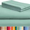 LuxClub 4 PC Queen Sheet Set, Breathable Luxury Bed Sheets, Deep Pockets 18" Wrinkle Free Cooling Sheets Machine Washable Hotel Bedding Silky Soft - Light Teal Queen