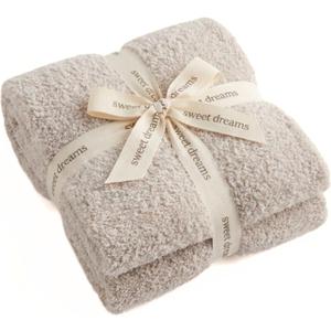 Unboxme Sweet Dreams Cozy Soft Throw Blanket 54" x 72", Warm Fluffy Fleece No Shedding, Taupe for Mom (Stone)