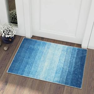 Wonnitar Modern Ombre Small 2x3 Rug for Entryway, Blue Washable Bathroom Soft Throw Mats, Non-Slip Abstract Gradient Area Rug 2x3 Front Door Mat for Indoor Entryway Bedroom Kitchen (Blue, 2'x3')