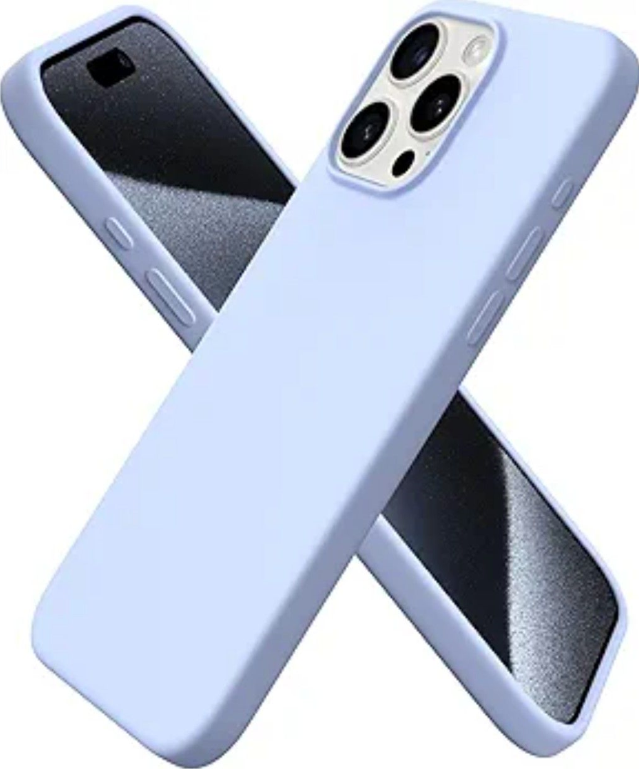 ORNARTO Compatible with iPhone 15 Pro Max Case 6.7", Slim Liquid Silicone 3 Layers Soft Gel Rubber Shockproof Protective Phone Cover with Anti-Scratch Microfiber Lining-Baby Blue