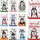 11 Pcs Husky Kitchen Towels 14x21 Inch Puppy Dog Dish Towels Seasonal Christmas Mother Day Gift Holiday Hand Towels for Home Kitchen Bathroom Decoration