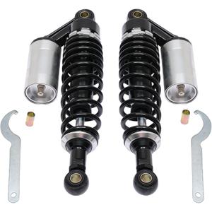 320mm Universal Motorcycle Rear Air Shock Absorbers Adjustable Rear Shock For Honda Kawasaki Suzuki Yamaha Go Kart dirt Scooters Street Sport Bike 12.6" Black Silver 2pc