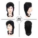 Men's 80s Mullet Wig Set, Retro Rocker Costume for Halloween, 80s Themed Party Cosplay (Black)