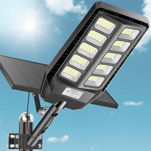 VOOJOY Solar Lights Outdoor Waterproof, 7000K Dusk to Dawn Solar Street Lights Outdoor Motion Sensor with Remote Control, LED Security Flood Light for Outside, Parking Lot, Yard, Garden, Garage
