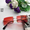 Rectangle Sunglasses for Women Men Fashion Retro Rimless Frameless Tinted Lens Sun Glasses Shades 2026 Stylish