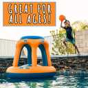 Swimming Pool Basketball Hoop Set by Hoop Shark - Orange/Blue - Inflatable Hoop with Ball - Perfect for Competitive Water Play and Trick Shots - Ultimate Summer Toy