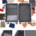 24 Inch Hardside Checked Luggage with Leather Handle, PC Zipperless Suitcase with Spinner Wheels and TSA Locks, Lightweight Checked Luggage for Travel, Grey