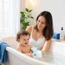 Bath Toys, Light Up Dolphin Baby Bath Toys for Babies 6-12 12-18 Months, Rechargeable Sprinkler Musical Toys, Easter Basket Stuffers Bathtub Toys for Toddlers 1-3 2-4 Boys Girls Infant Kids- Blue