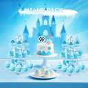 2 Pack Cupcake Stands Frozen Birthday Party Decorations: 3-Tier Snowflake Winter Wonderland Theme Cupcake Holders for Girls Kids Princess Party Favors, Blue Castle Toppers Cup Cake Tower Stand