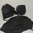 Meetall Women's High Cut String Triangle Bikini Set Swimsuits Sexy Bathing Suits 2 Piece (Black)