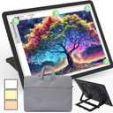 Phylosal Rechargeable A3 Light Pad with Built-in Stand & Bag, Magnetic Tracing Light Box for Drawing, Diamond Art Light Board with Side Button, Super Bright Light Table for Diamond Painting Black
