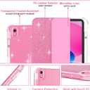 Case for iPad (A16) 11th Generation 11 Inch 2025, iPad 10th Generation 10.9 Inch 2022, Glitter Leather & Shiny Clear TPU Back Cover with Pencil Holder, Support Touch ID, Rosepink