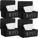 4 Pack Baby Wipes Dispenser Refillable Wipe Holder with Lid Toilet Wipes Container for Bathroom Tissue Paper Storage Box for Home Office (Black)
