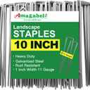 AMAGABELI GARDEN & HOME 10 Inch 200 Pack Galvanized Landscape Staples 11 Gauge Garden Staples Landscaping Staples Heavy Duty U-Shaped Tent Stakes Pins Garden Stakes for Weed Barrier Fabric Tubing Lawn