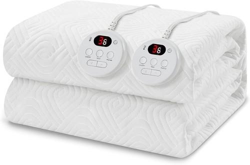 Easthome Heated Mattress Pad Queen Size Dual Control Auto Shut Off White