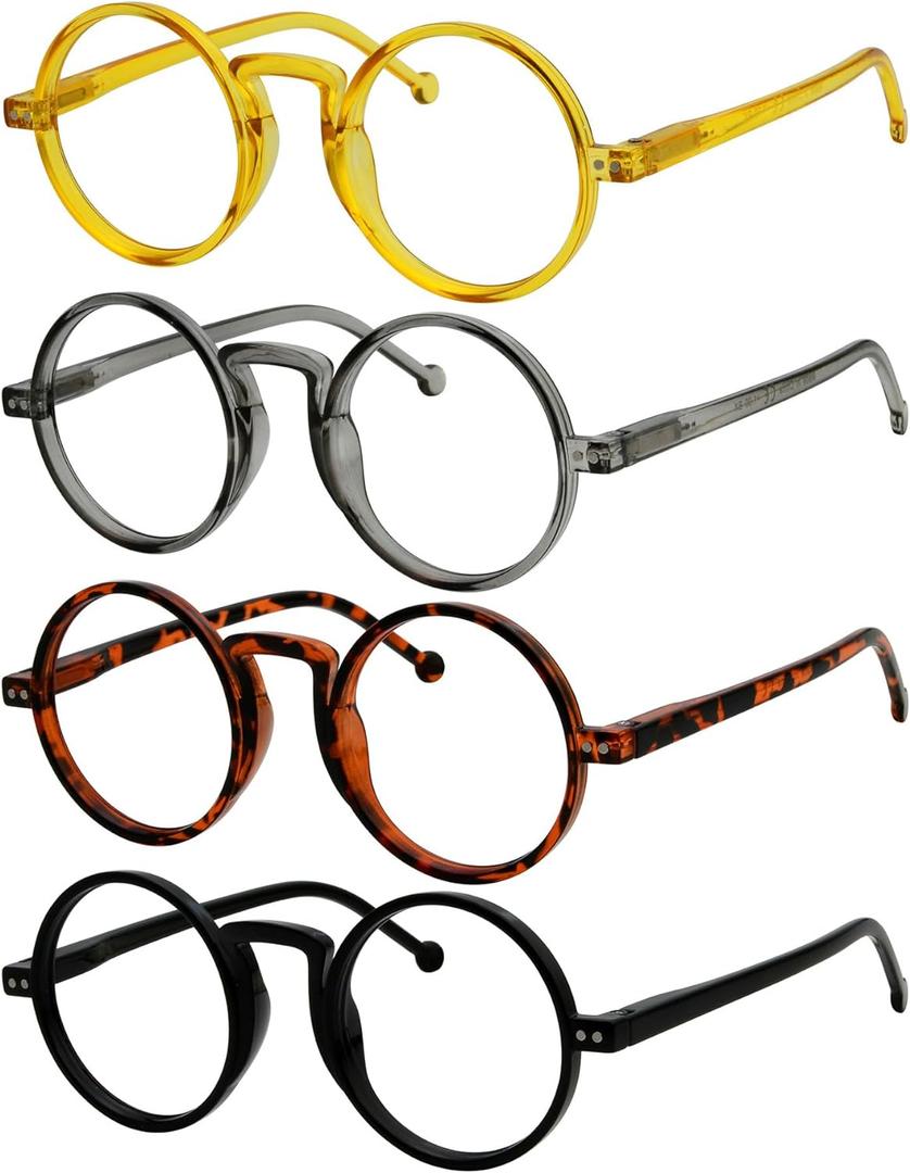 Eyekepper 4 Pack Oversized Round Reading Glasses for Men Women Retro Readers+2.25