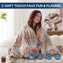 Westinghouse Heated Throw Blanket, Leopard Electric Throw Blanket, Luxury Faux Fur to Flannel Reversible, 6 Heating Levels & 2-10 Hours Time Setting, Machine Washable(Throw, 50"x60")