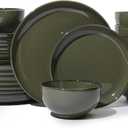 Pokini Stoneware Dinnerware Sets for 8, 24pcs Plates and Bowls Sets Dishes