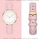 18mm Quick Release Leather Watch Band for Garmin Vivoactive 4s Forerunner 255s 265s Venu 3s Sq 2, Extended Spring Bar (Pink_Beige)