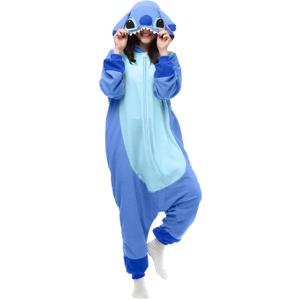 Slim Fit Unisex Adult Onesie Animal Pajamas Halloween Cosplay Sleepwear (Large, St-blue)