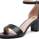 FW FRAN WILLOR Women Open Toe Low Chunky Short Heels Ankle Strap Block Heel Sandals Party Dress Wedding Pump Shoes, Size 39.5