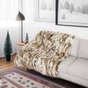 Real Fur Blanket Throw for Couch Tan Fur Throw Blanket Fuzzy Fluffy Super Soft Furry Plush Decorative Comfy Shag Thick Sherpa Shaggy Throws and Blankets for Sofa, Bed, 103.94x92.13inch