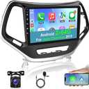 [2+64G] Car Radio for Jeep Cherokee 2013-2018 - Wireless Carplay and Android Auto - 10.1 inch Touch Screen Android 13 Car Stereo with Mutliple UI Themes/WiFi/GPS/SWC + AHD Backup Camera