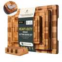 3 Pack Heavy Duty Bamboo Cutting Board Set Non Toxic Wooden Cutting Board for Kitchen Non Slip Solid End Grain Thick Wood Juice Groove Chopping Board Extra Large Butcher Block Best House Warming Gift