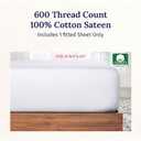 California Design Den Full Size Fitted Sheet Only - 100% Cotton, 600 Thread Count, Soft Deep Pocket Bottom Fitted Sheet, Sateen Weave, Premium-Feel Bedding, Featuring Foot Side Indicator - White