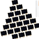 12 Pcs Wooden Mini Chalkboards Signs for Food Signs, Wedding Signs, Message Signs, Event Decorations, and Include Wave-Shaped Board, Wooden Stand, 1 Marker. Pack of 4