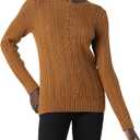 Amazon Essentials womens Fisherman Cable Crewneck Sweater (Large, Dark Chestnut Brown Heather)