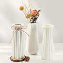 Ruckae 8 Inch Matte Ceramic Vases Set of 3 White Unglazed Vase Vintage Flower Vases for Wedding Dinner Table Party Office Centerpieces